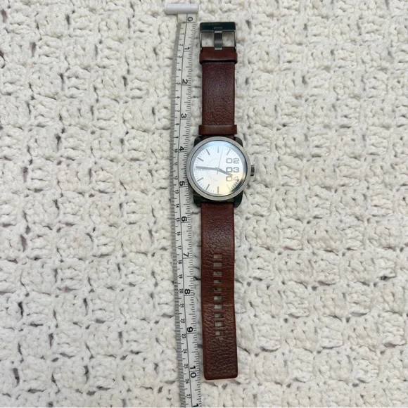 Diesel Oversized Grayed Out Black Dial with Brown Leather‎ Strap Watch Men’s
